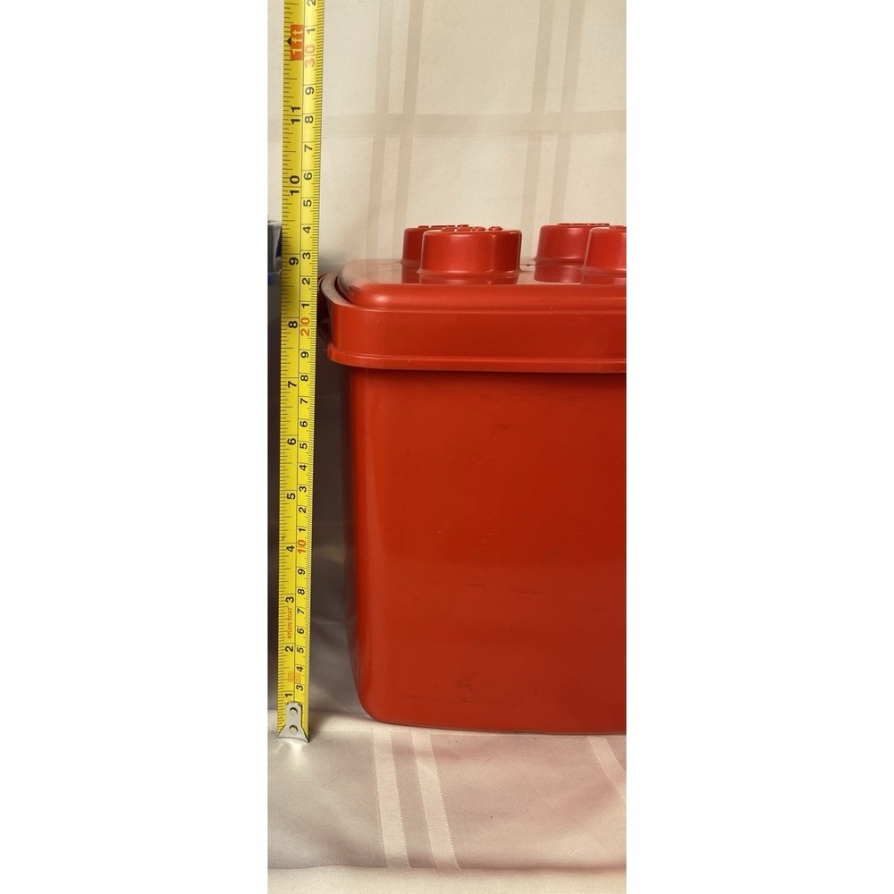 Vintage 1987 LEGO Storage Bucket Red 4 Stud Brick Lid Denmark - Picture 6 of 8